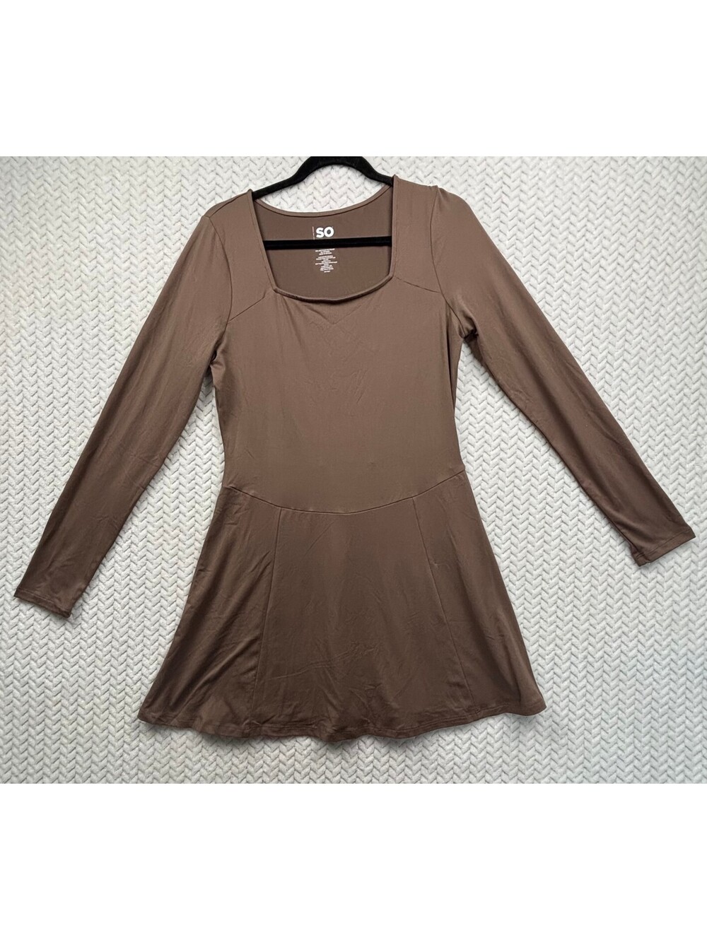 SO Brown Long Sleeve Fit and Flare Dress Size L